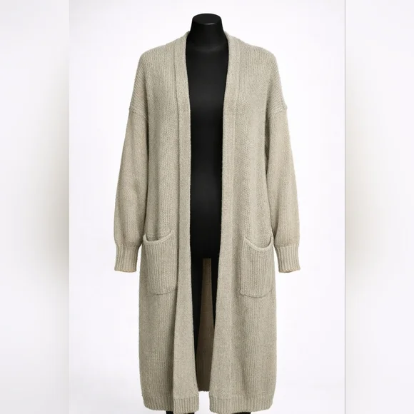 Beige Sweater Dress with Orange Love Peace Design - Picture 2 of 2